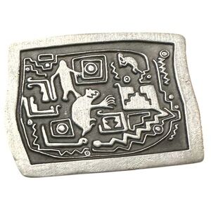Vintage Urban Fetishes Pewter Belt Buckle – Southwestern Tribal Design